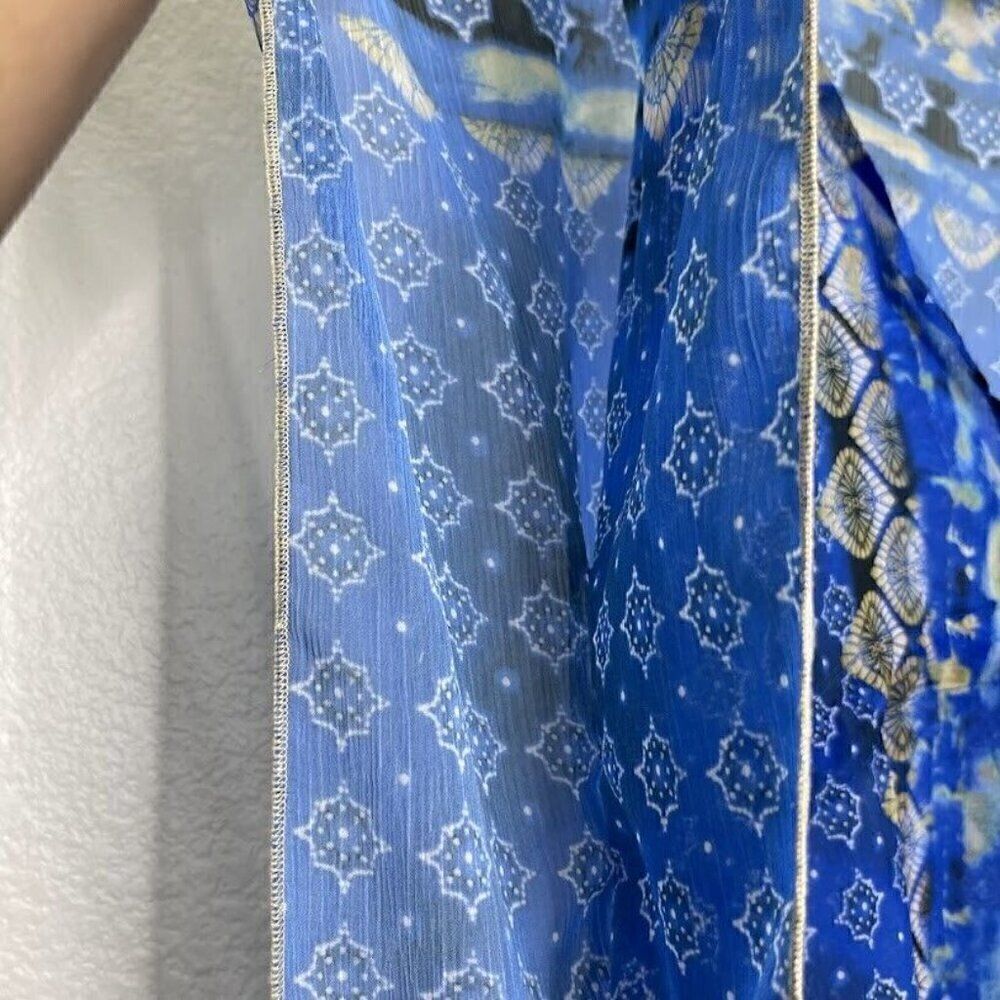 Becca Coverup M L Boho Hippie Caftan Batik Pull Over Tunic Resort Sheer Swim - Picture 4 of 11